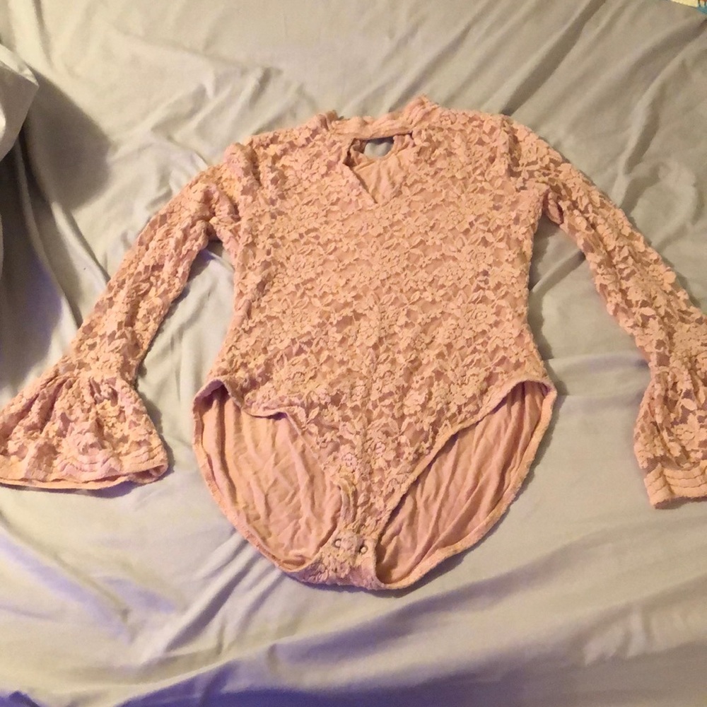 Altard state lace body suit with bell sleeves